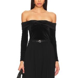 Allsaints 'Delta' Black Off Shoulder Velvet Top Size 4
